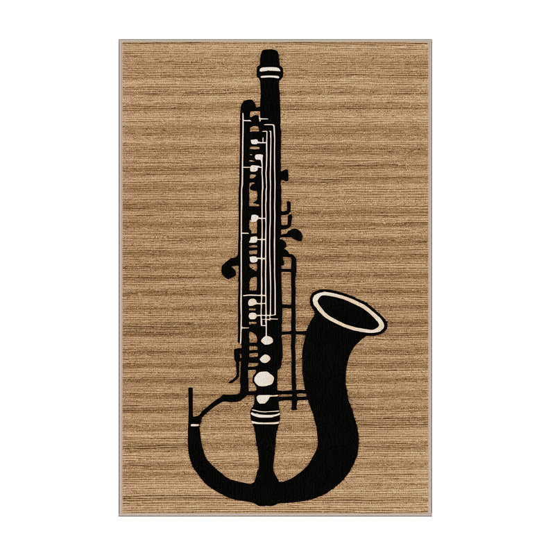 Washable Oboe Music Area Rug, Rectangle 7' x 9'