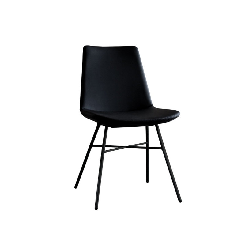 18'' H Faux Leather Upholstered Side Chair, Black, Black