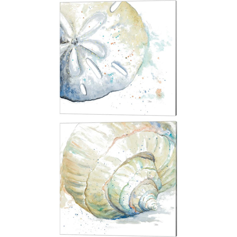 «Water Sand Dollar & Conch» par Patricia Pinto, art sur toile (ensemble de 2)