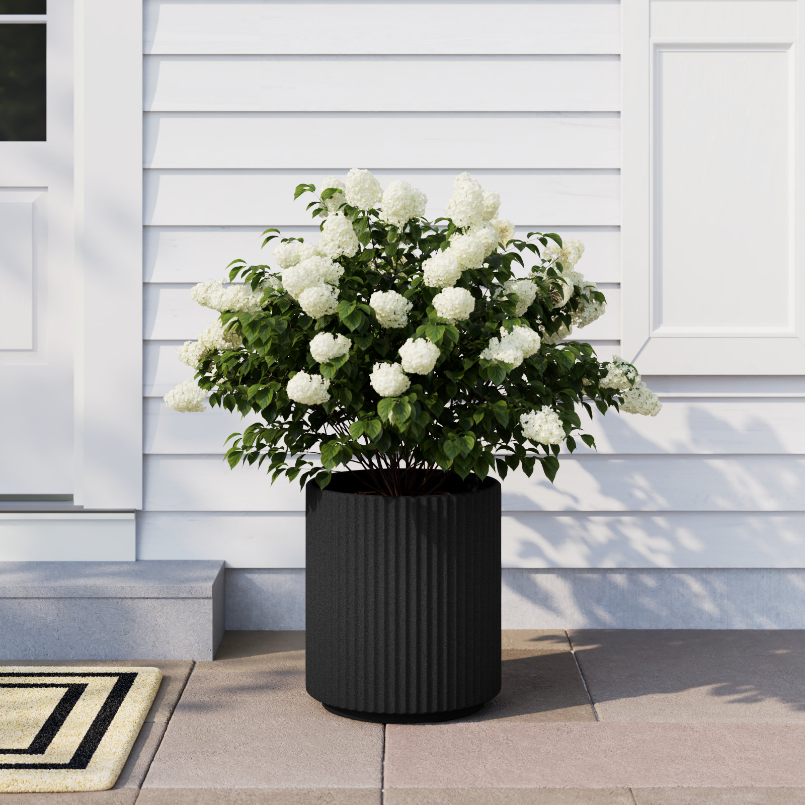 Demi Series Pot Planter, 16" H x 14.75" W x 14.75" D, Black, 1