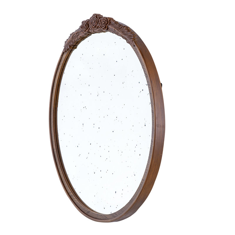 Cadre de miroir ornemental exquis fabriqué à la main, rehaussant la beauté intérieure, Brun