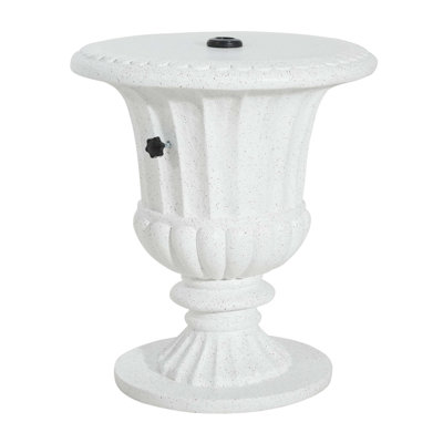 Outdoor Patio Umbrella Base With Side Table Sand-Fillable Base For Poles, Weather-Resistant & Stylish For Garden, Pool, Deck