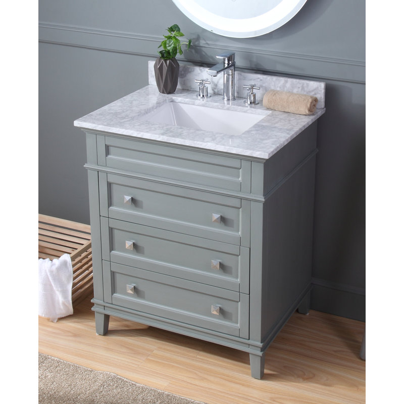 Guerra 30'' Single Bathroom Vanity with Marble Top, Gray