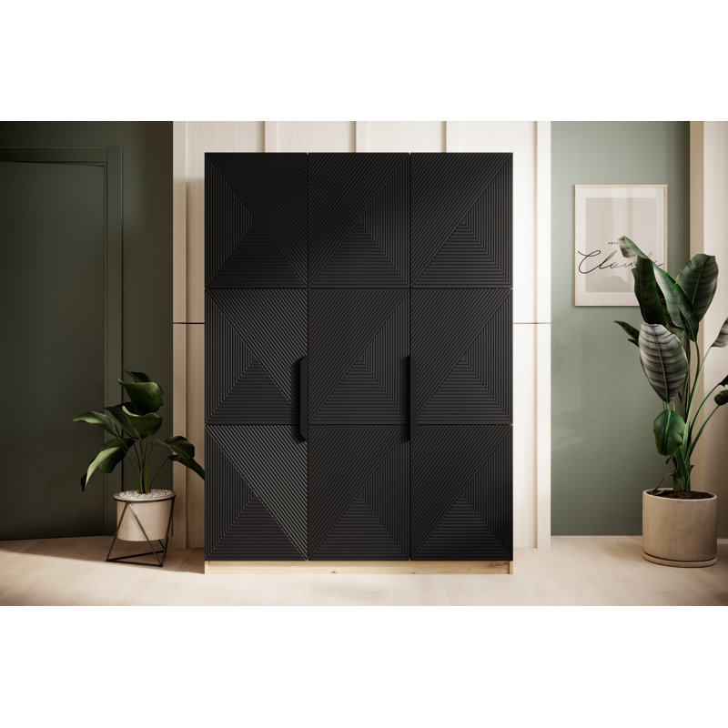 Mykila Wardrobe 150 3d, Artisan Oak/Black 