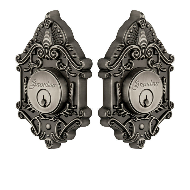 Pêne dormant à cylindre double Grande Victorian, Étain antique, 2.75"