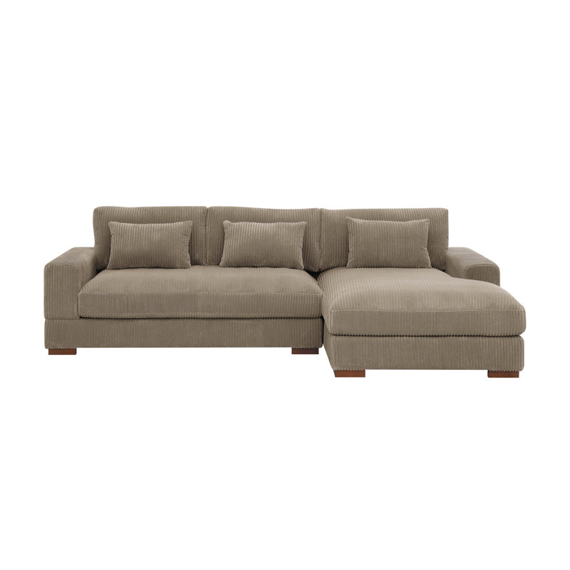 Modern Corduroy Sectional Sofa with Chaise | Wayfair