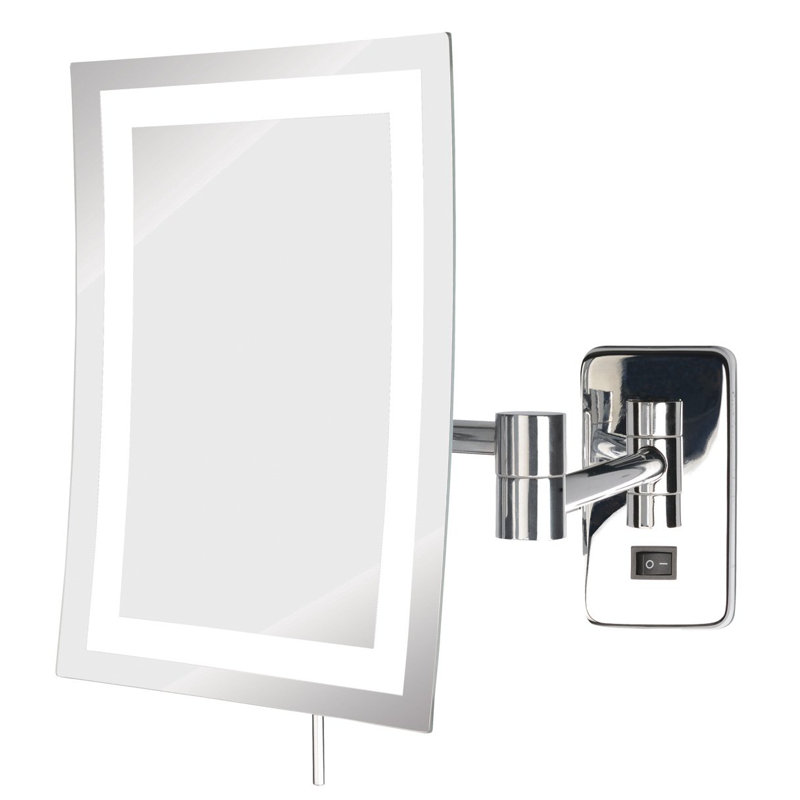 Allisyn 6.5" x 9" Lighted Wall Mount Magnified Makeup Mirror, Plug In, Chrome