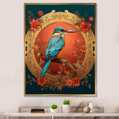 Martin-pêcheur bleu - Illustration rétro - impression