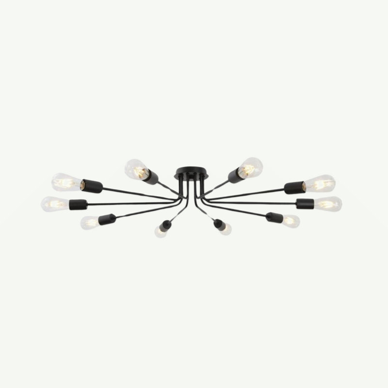 10 Light Sputnik Chandelier Ceiling Light Semi Flush Mount Light Ceiling Lamp, Black