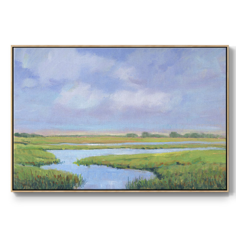" Summer Marsh II ", 27" H x 41" W x 2" D, Natural Wood Framed