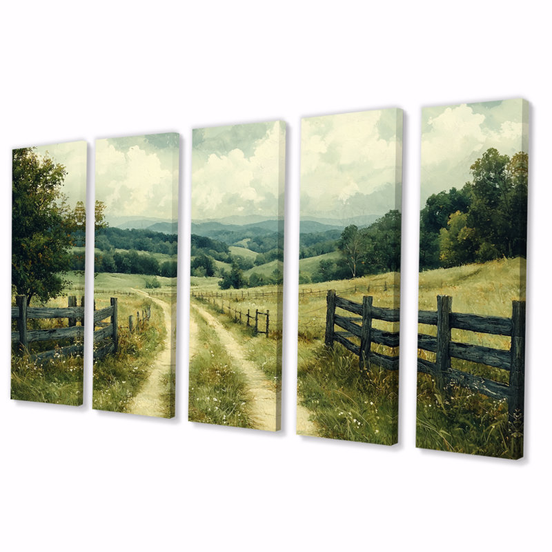 «Green Peaceful Valley I», ensemble d'art mural, H 32 po x l 80 po