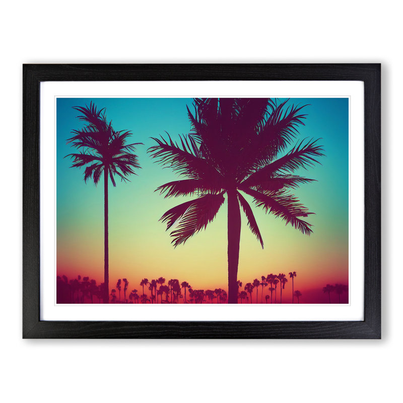 Victorious Palm Trees - Framed Print, Black, 46cm H x 64cm W x 2cm D