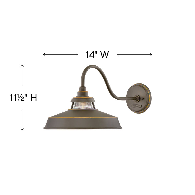 Troyer 1-Light Outdoor Wall Lantern, 11.5" H x 14" W x 24" D, Oil Rubbed Bronze