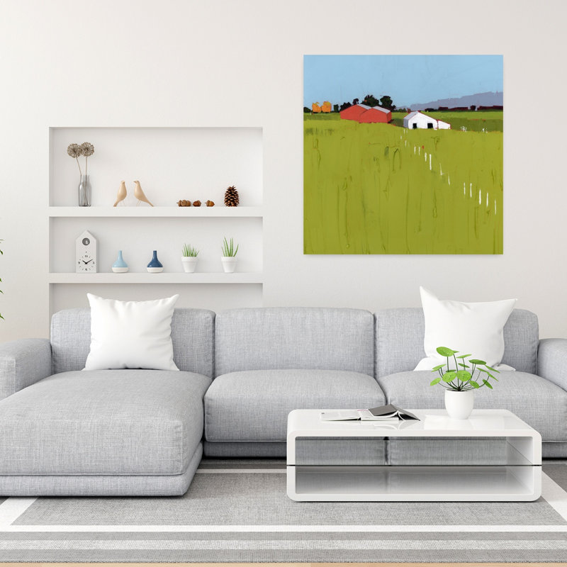 Fenceline, art abstrait contemporain au printemps, H 36 po x l 36 po