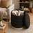 Stylish Linen Cylinder Storage Ottoman-1121326581