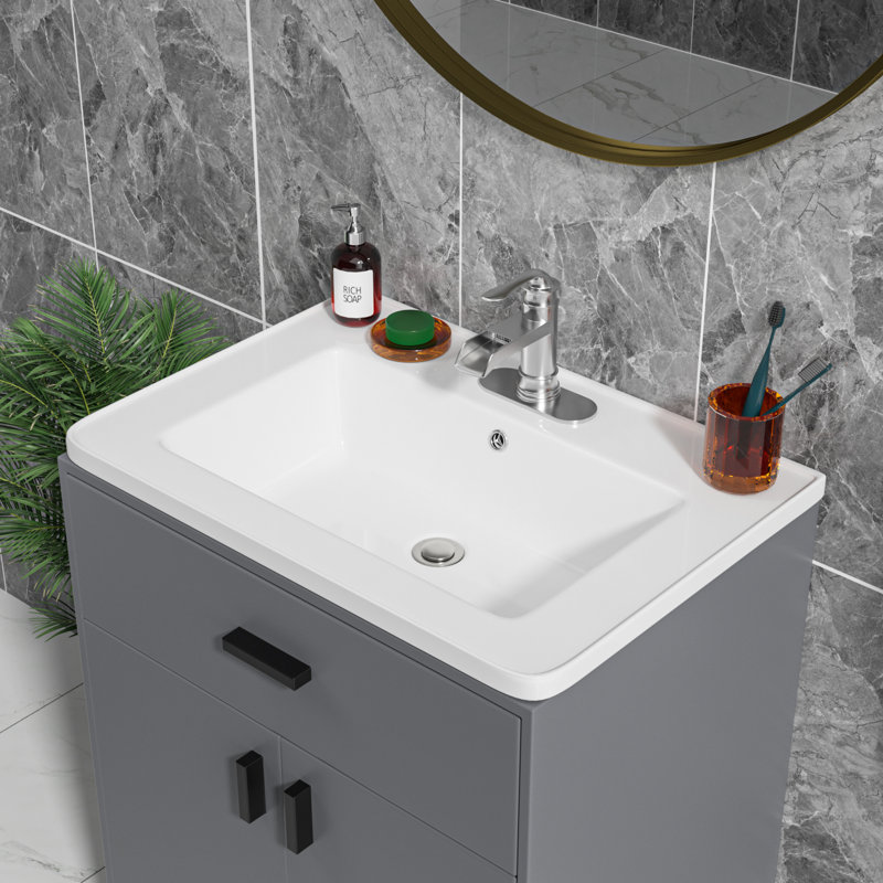 28 in. W x 20 in. D White Ceramic Rectangular Bathroom Vanity Top with Single Sink Only