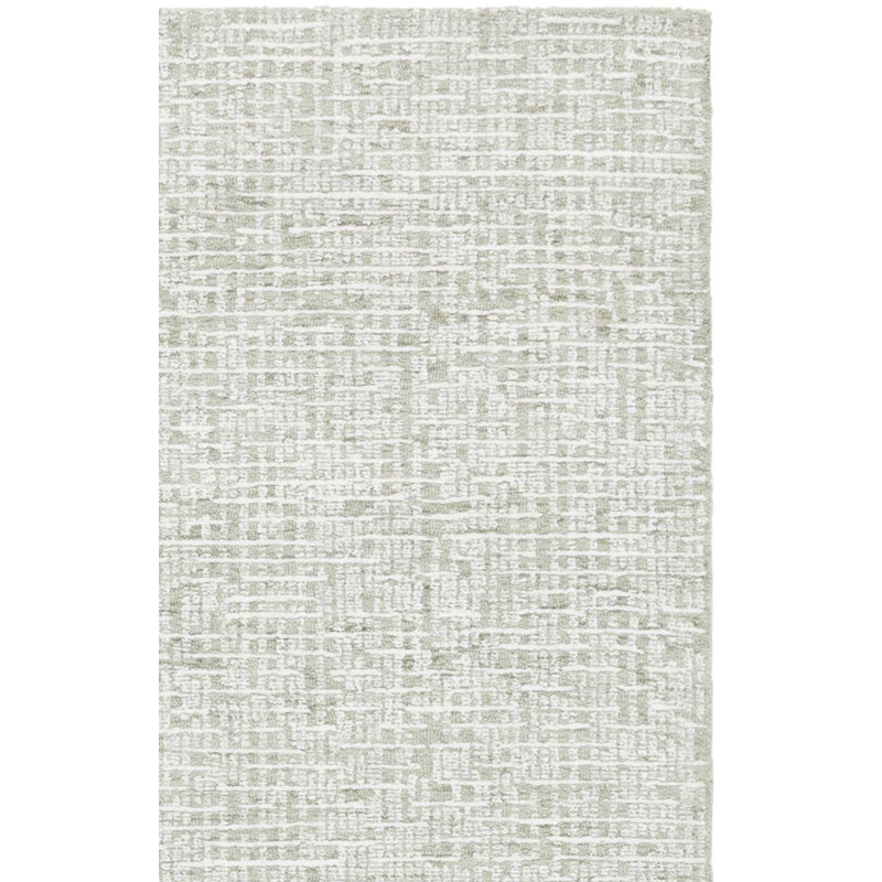 Seraiah Hand Tufted Viscose Wool Cotton With Latex Rug in Sage/Ivory, Rectangle 4' x 6'