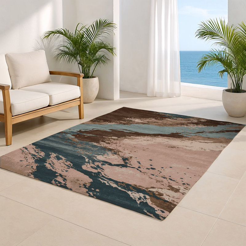 Watercolor Brown Indoor and Outdoor Area Rug, Rectangle 2' x 3'