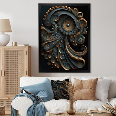 " Fractal Universe In Retro Gold And Teal "