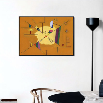 «DIAGONALE» par Wassily Kandinsky, art mural, impression sur toile encadrée, décorations de bureau à domicile (cadre en bois de couleur mince, 18 po x 24 po)