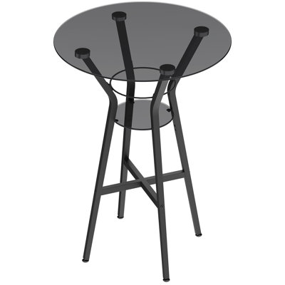 2-tier Glass Round Dining Table,Round Cocktail Table,Bar Height for Kitchen