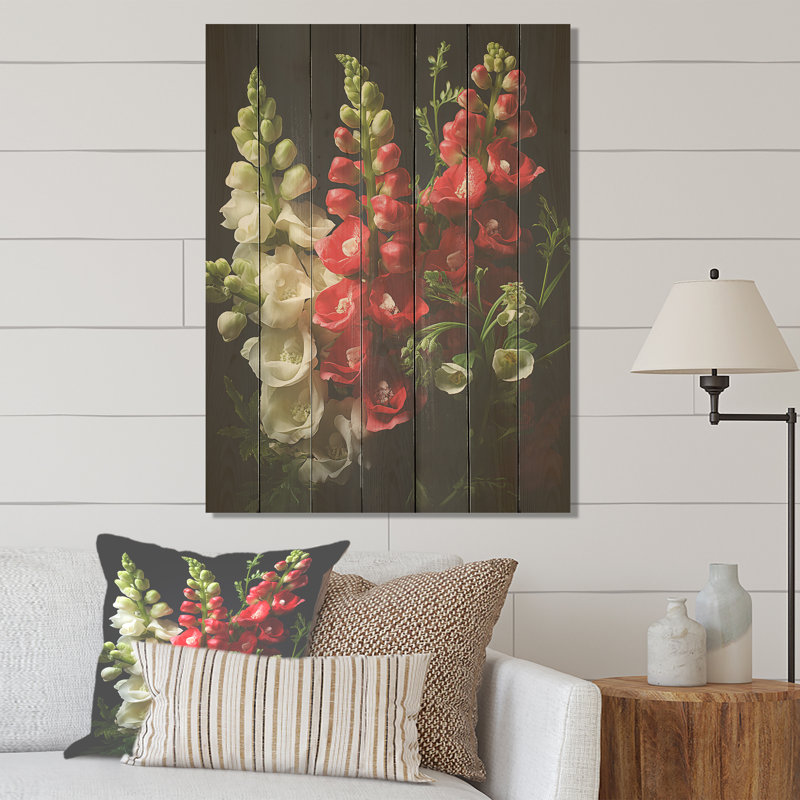 Snapdragons Serenade I - Snapdragons sur bois, H 20 po x l 10 po