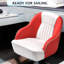 Ergonomic High-Back Captain Boat Seat, Thick Padded Bucket Chair with Flip-Up Armrests, Aluminum Hinges, 120kg Capacity, 12x12cm Bolt Pattern for Pontoon & Fishing Boats, Red & White-129603961