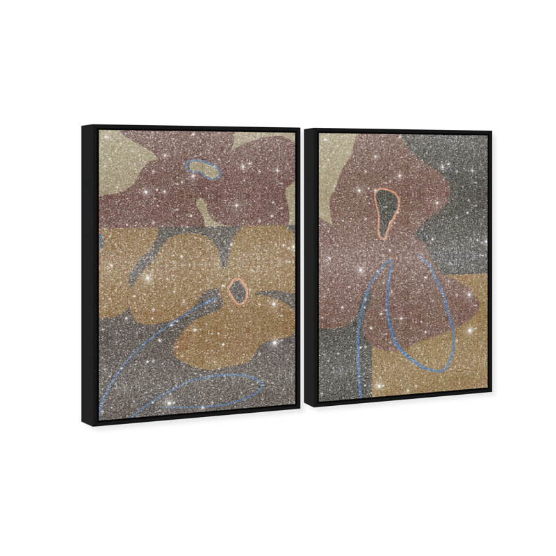 Moody Flowers Set Set by Oliver Gal, 55" H x 37" W, Black Floater Frame