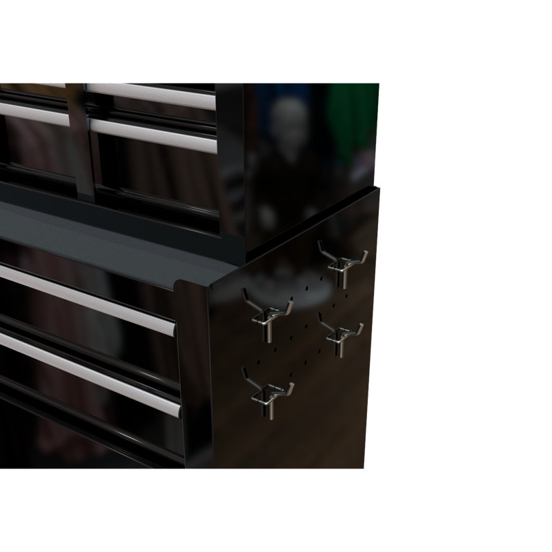 Coffre à outils roulant à grande capacité avec roulettes et tiroirs, armoire de rangement pour outils à 8 tiroirs - Noir