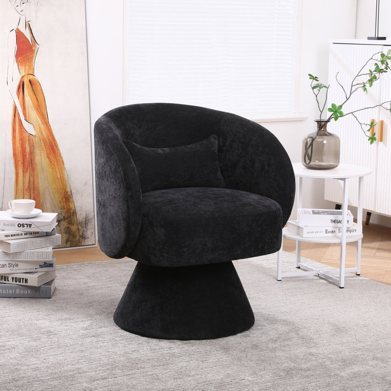 Huertes Upholstered Swivel Armchair, BLack Velvet