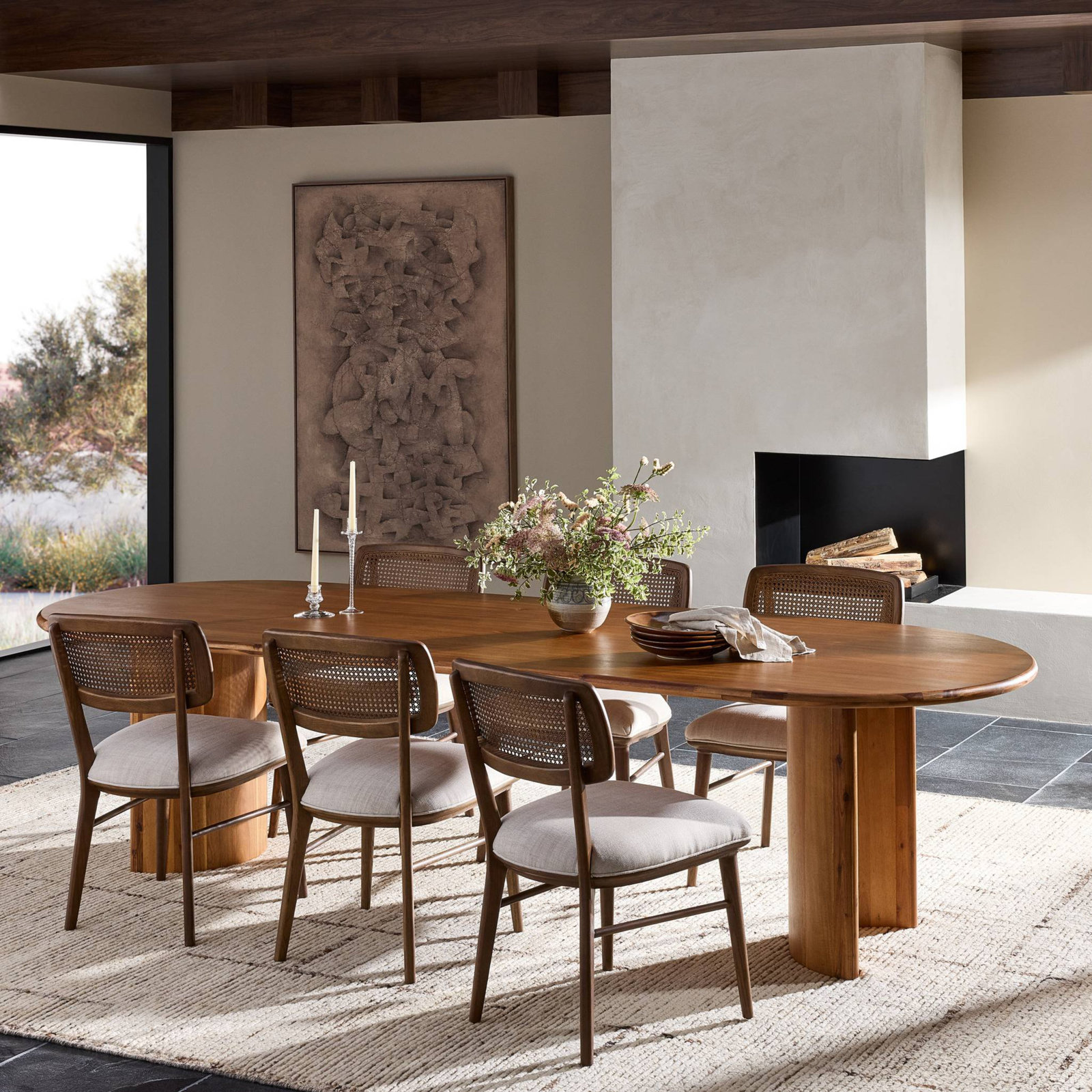 Haiden Solid Wood Dining Table, Sandy Acacia, 30" H x 118" W x 42" D
