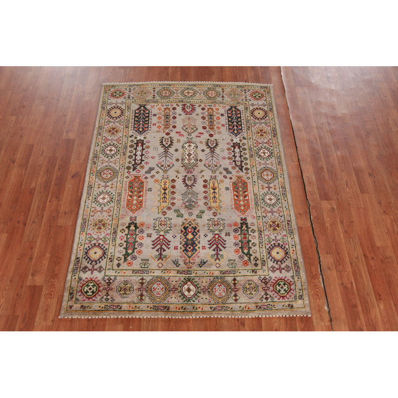 Tapis oriental en laine fait à la main Kazak 4 x 6