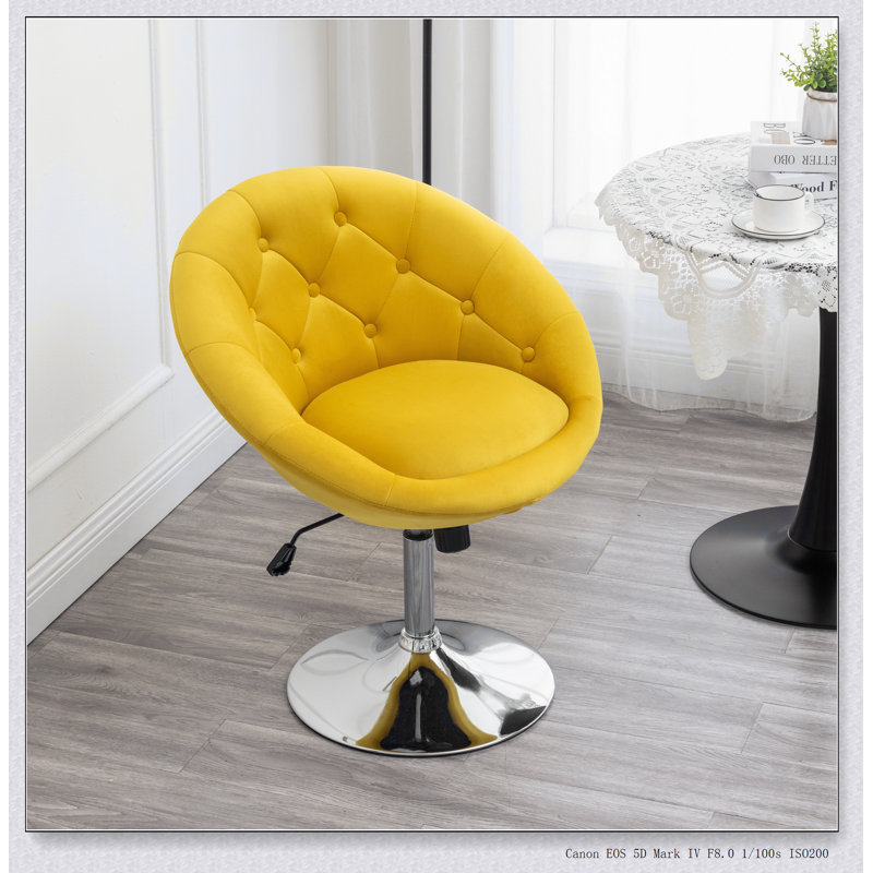 Fauteuil d'appoint pivotant en velours capitonné, Jaune 