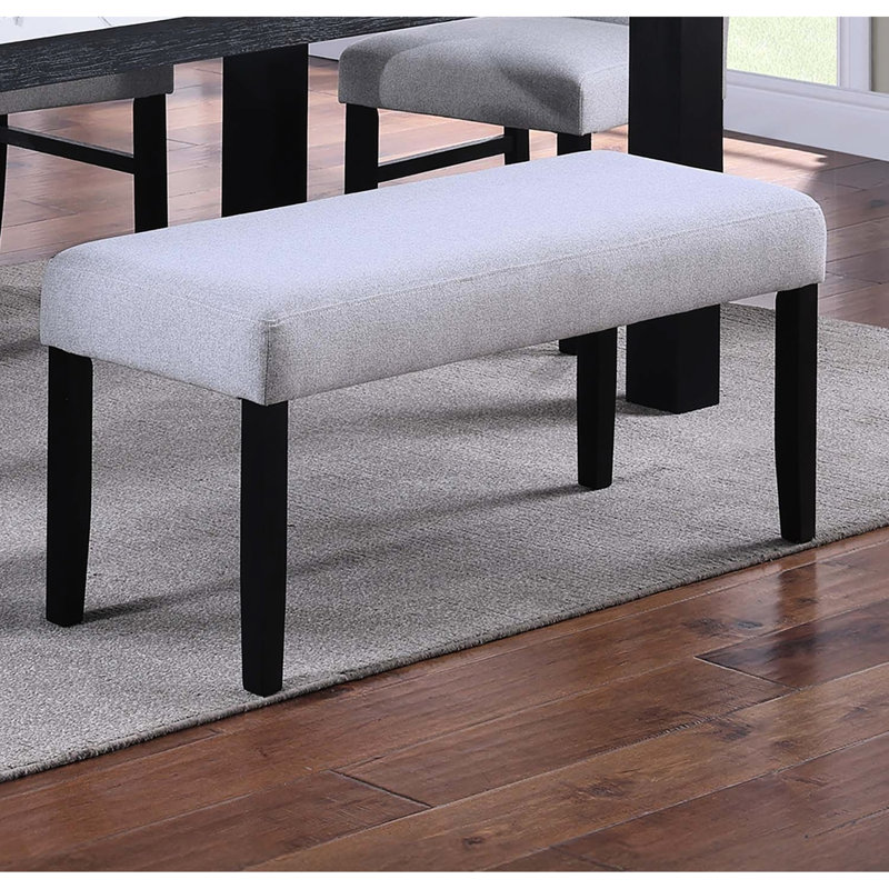 Classic 1Pc Dining Bench, Charcoal Color, Soft Fabric Upholstery, Rubber Wood Legs, 41" Deep Bench For Room Fashion Modern Style Upholstered In Charcoal, Bent 16" Wide
