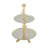 D11.5X18" Decorative Two-Tier Tray Stand With Gold Coral Branch Design