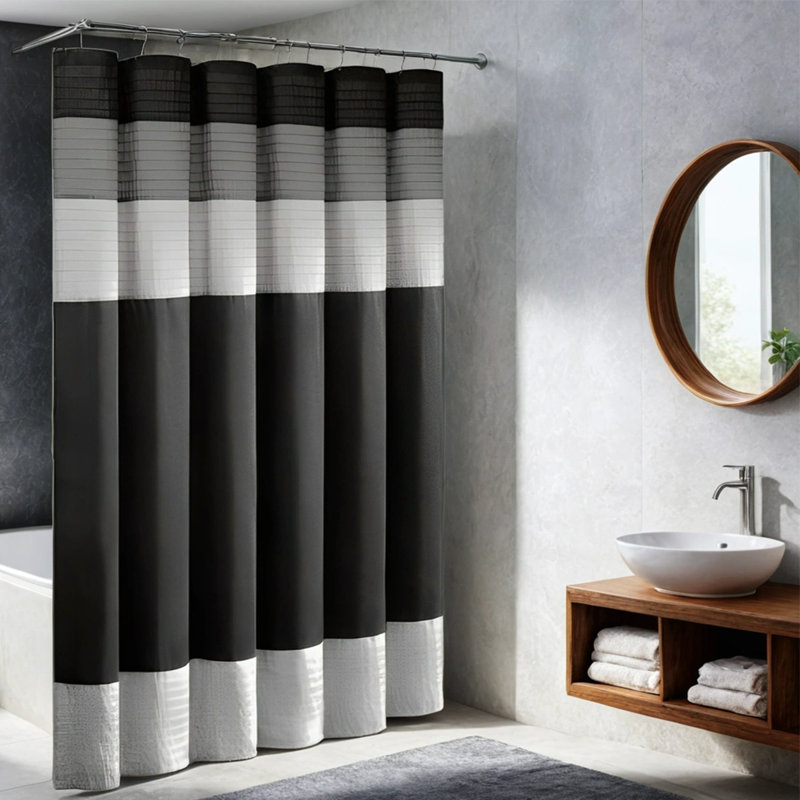Rideau de douche Aaraon, Noir / blanc
