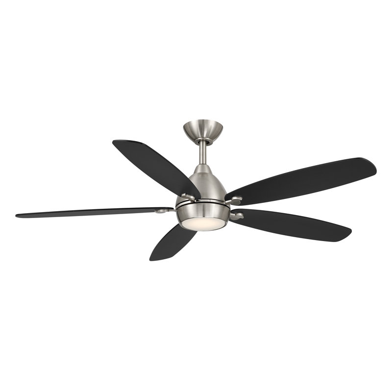 Soreno 52" 5CCT LED Ceiling Fan, Matte Black, Nickel/Black