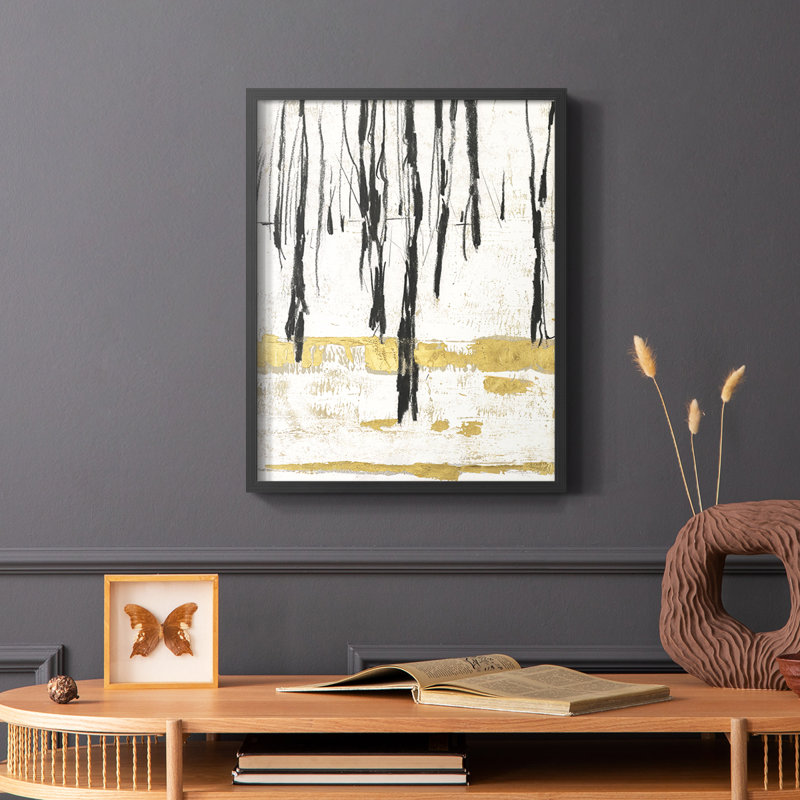 Impression encadrée «Gilded Winter II» - bois massif, Noir, H 14 po x l 11 po