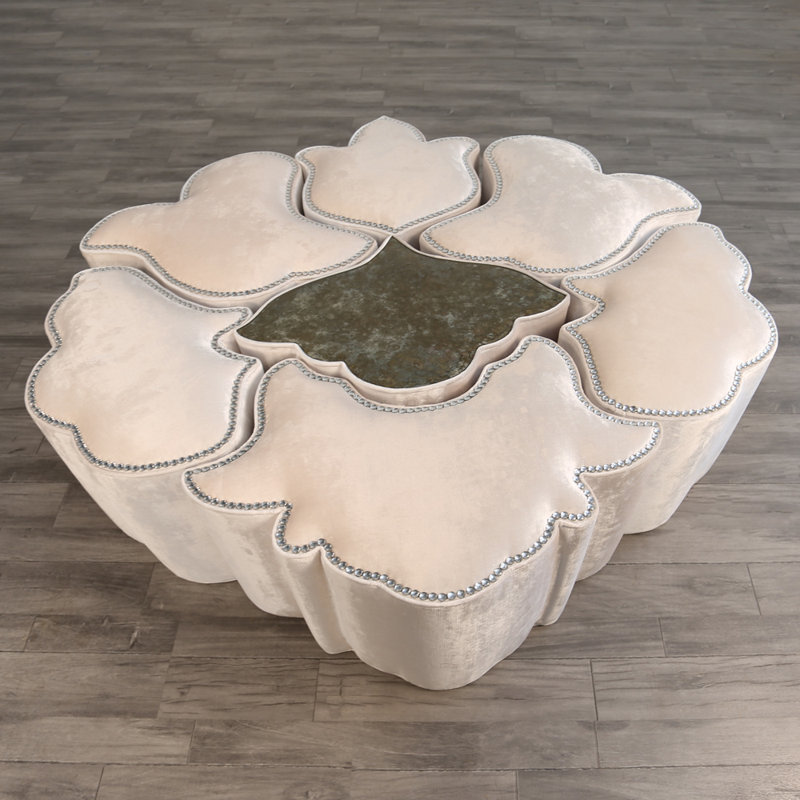 Fabu Novelty Ottoman, Snow Velvet