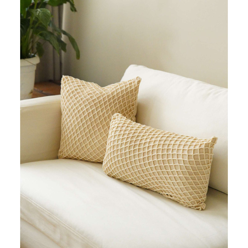 Elegant 100% Cotton Cushion Cover, Beige Color, 11.8 x 19.7 inches | Machine Washable, Hand-Wash Program Recommended | Perfect for Sofa, Chair, & Home Decor, Soft & Durable Fabric for Comfort
