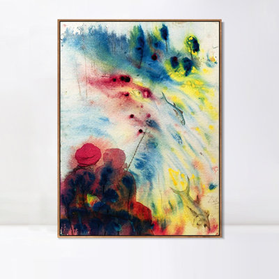Art numérique sur toile encadrée, série # 030 par Salvador Dali, art mural pour le salon, décorations de bureau à domicile (cadre en bois de couleur mince, 18 po x 24 po)