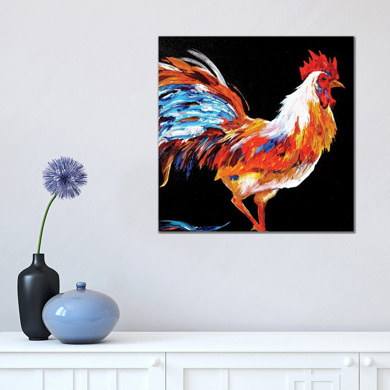 Rooster 1 Piece Wrapped Canvas Painting, 45.72 cm H x 45.72 cm W x 3.175 cm D
