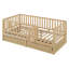 Lit de jour simple en bois avec barrière de sécurité et 2 tiroirs, divisée en lit de jour indépendant et lit de jour, naturel-130120494