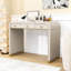 Bureau de coiffeuse classique en bois avec miroir rabattable, rangement caché et 2 tiroirs-969824185