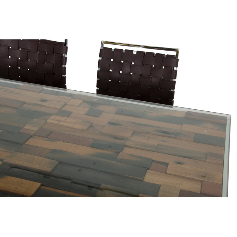 Alagan Glass Top Metal Base Dining Table
