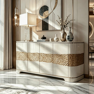 Modern hammered-iron carved entrance cabinet