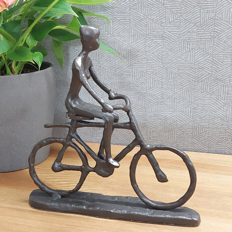 Alaya BICYCLE MAN Iron Figurine 19cm, Mocha
