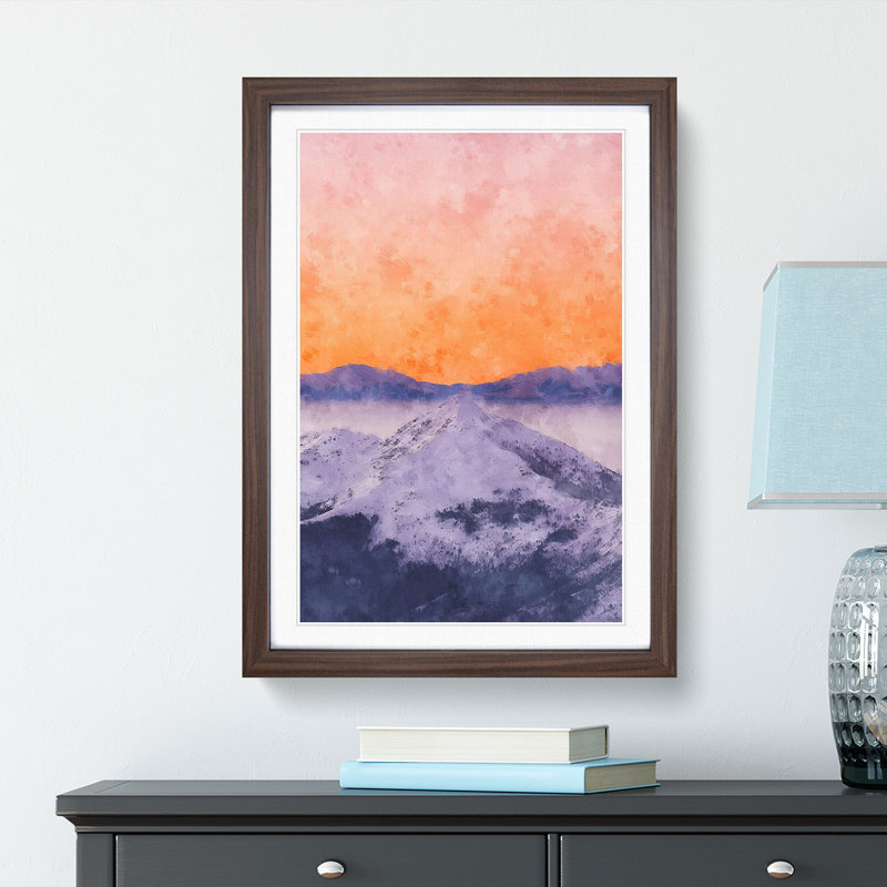 Peach Sky over the Mountain - Picture Frame Graphic Art Print, Walnut Framed, 87cm H x 62cm W x 2cm D