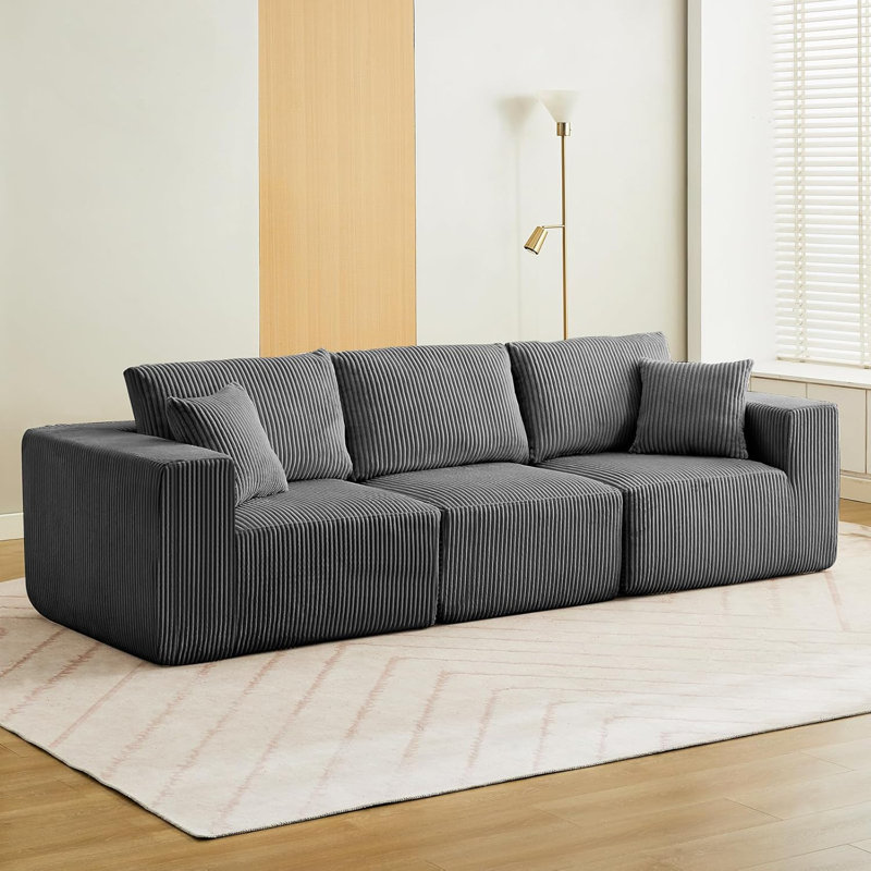 Canapé-lit modulaire 108 po Cloud Modular, Velours côtelé gris