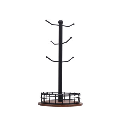 Pfaltzgraff Anvil Cage Iron And Mango Wood Mug Tree